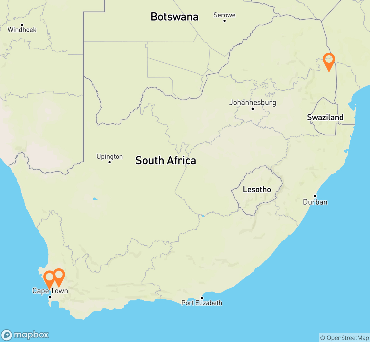 South Africa Food & Wine Culinary Safari Map
