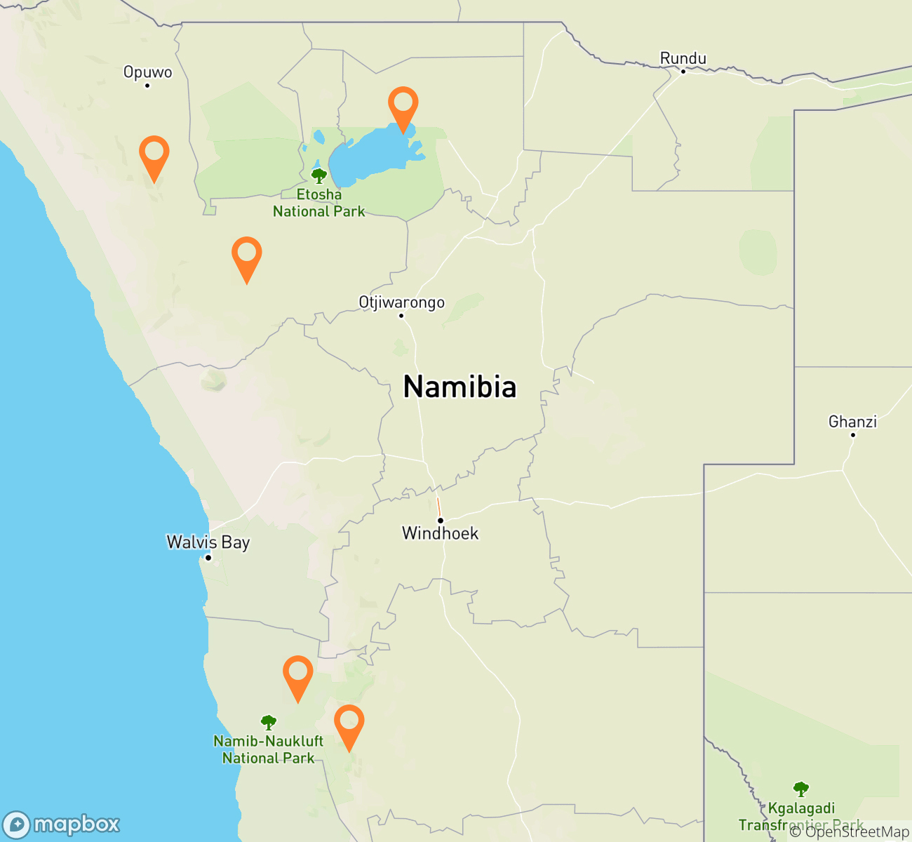 Scenic Treasures of Namibia Map